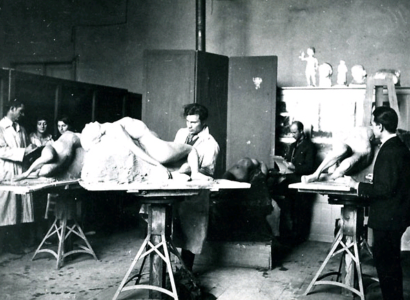 The sculpture workshop, early 20th century