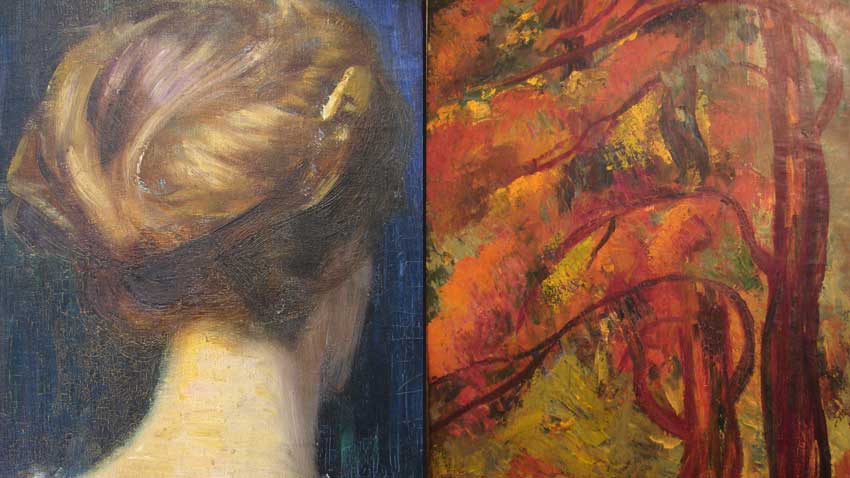 Study, by Vladimir Dimitrov-the Master (left); Autumn Forest, by Kiril Tsonev (right)