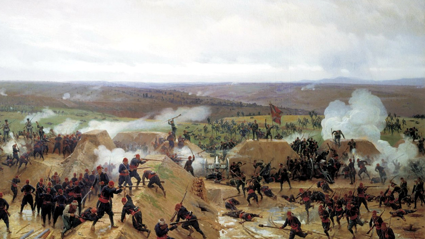 The capture of Grivitski fortification near Pleven, painting by Nikolai Dmitriev - Orenburgski
