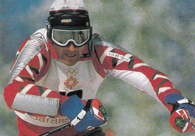 Peter Popangelov beim olympischen Slalom in Sarajevo 1984
