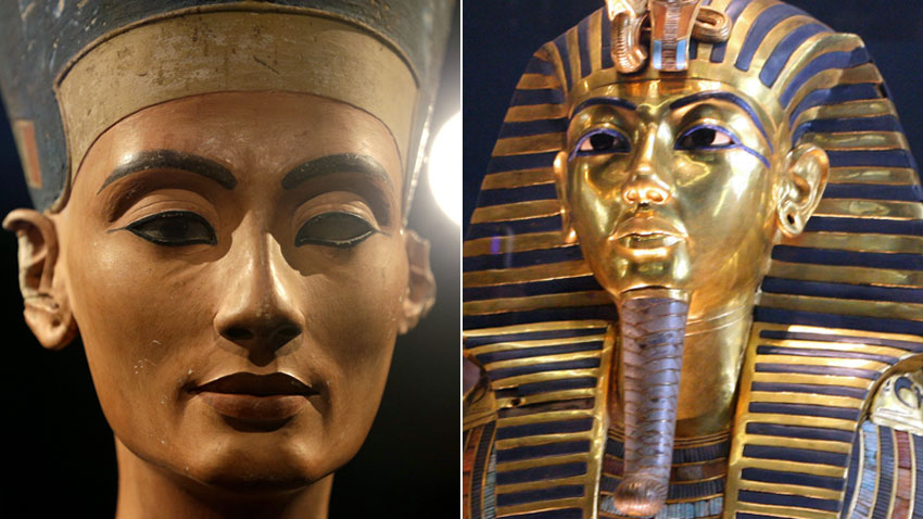 Бюст на Нефертити и маска на Тутанкамон.                 Снимки: ЕПА/БГНЕС