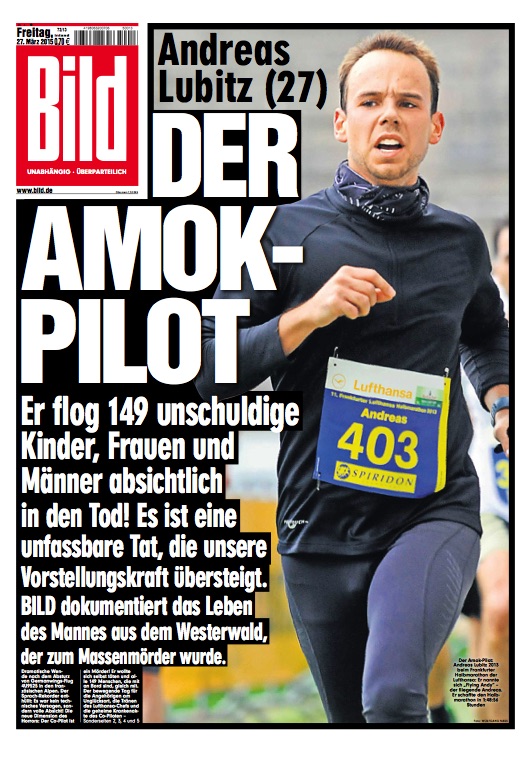 BILD-Titelseite, 27. März 2015   Foto: meedia.de