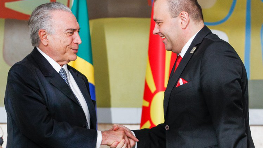 Presidenti i Brazilit Michel Temer dhe Ambasadori i Maqedonisë Ivica Bocevski / Foto: @bocevskiivica