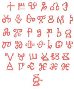 İlk Bulgar ve Slav alfabesi Glagolitsa.
