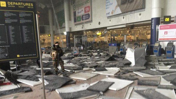 Залата на заминаващите в брюкселското летище след взрива