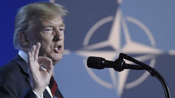 Доналд Тръмп на пресконференцията във втория ден от срещата на върха на НАТО.