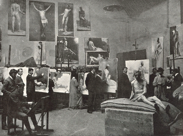 Atelier de peinture, début XXe