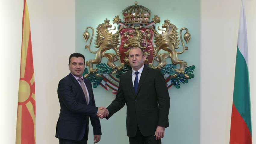 Kryeministri Zoran Zaev u prit nga Presidenti Rumen Radev. Foto: BGNES