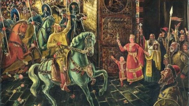 Посрещането на цар Симеон в Преслав, автор Цанко Лавренов