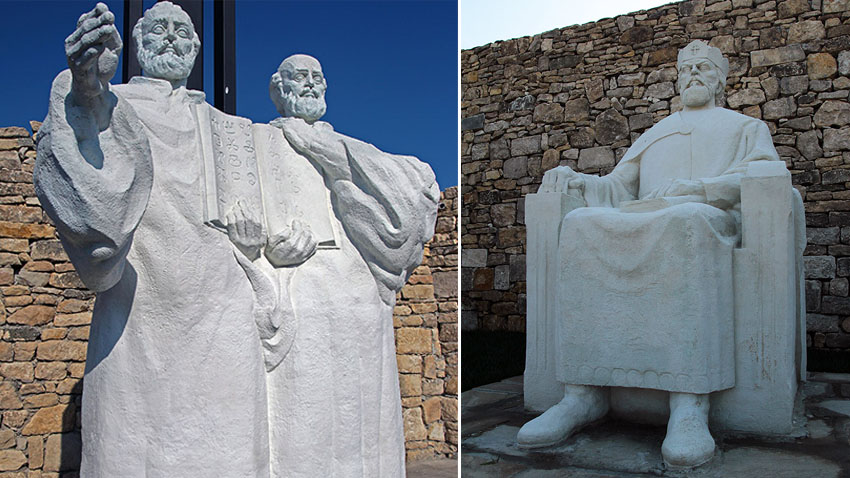 Τα αγάλματα των Αγίων Αδελφών Κυρίλλου και Μεθοδίου και του πρίγκιπα Μπορίς Α΄