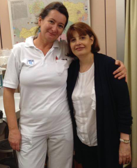 Natalia with nurse Regina at the Vienna University Hospital