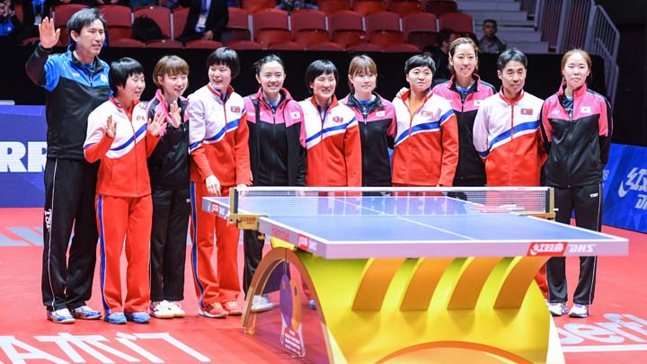 Отборите на Северна Корея и на Южна Корея по тенис