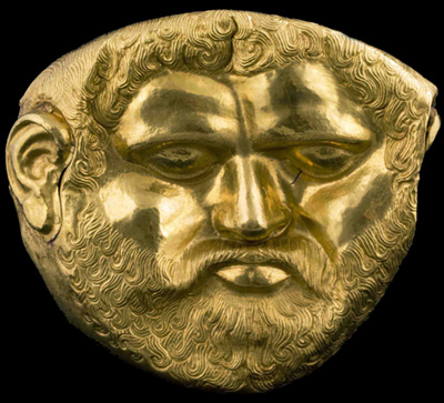 Máscara de oro del túmulo de Svetitsata, finales del s. V a. C.