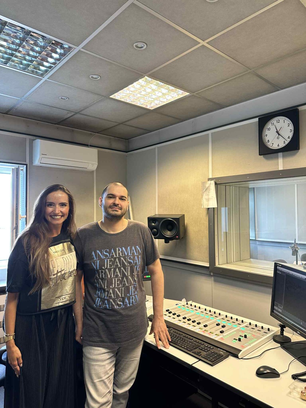 In the BNR studio with sound engineer Vili Galabov.