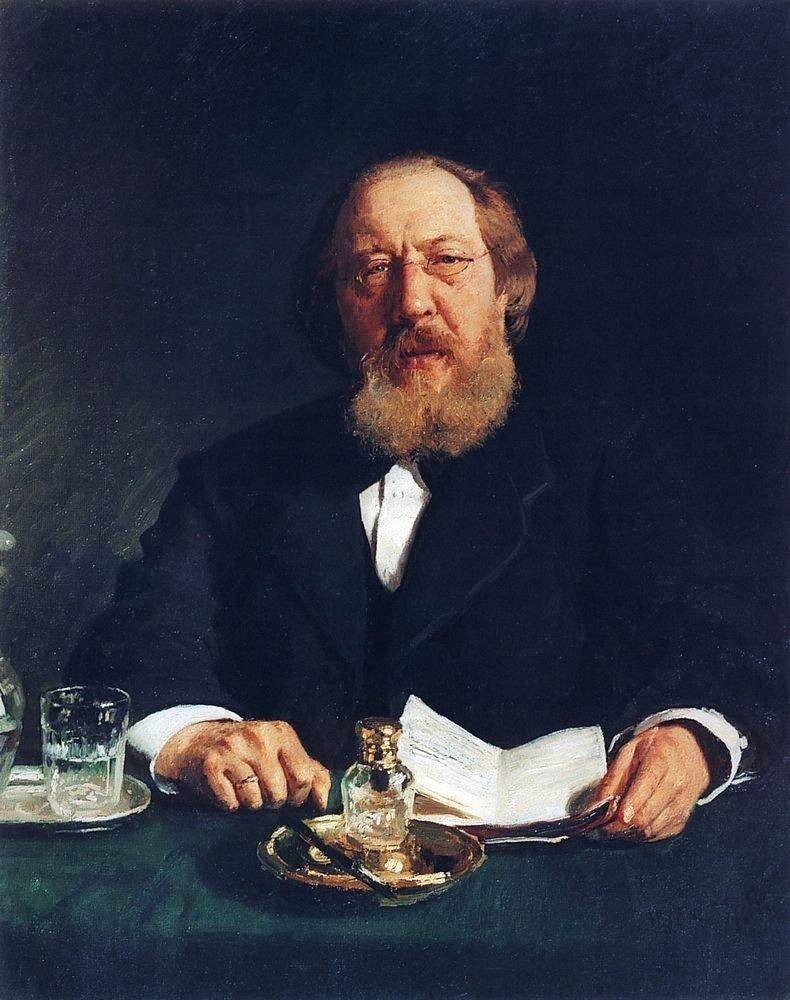 Ivan Aksakov, lawyer and publicist, chairman of the Slavic Committees (1875-1878), artist Ilya Repin.