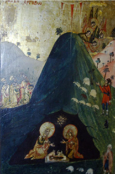 Nativité du Christ. Icône bulgare de la Renaissance de Gorna Oriahovitsa.