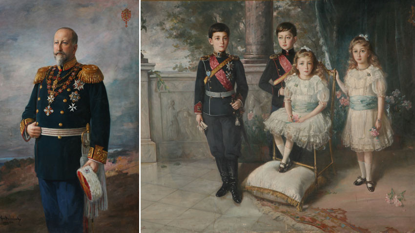 Никола Михайлов (1878–1960), портрет царя Фердинанда, 1914 г. и дети царя Фердинанда Борис, Кирилл, Евдокия и Надежда