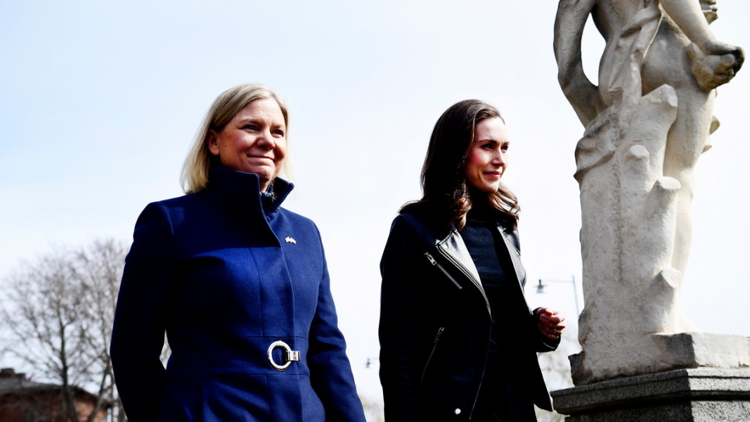  Премиерите на Швеция и Финландия Магдалена Андершон и Санна Марин обявиха желанието на страните им да влязат в НАТО. Снимка: ЕПА/БГНЕС 