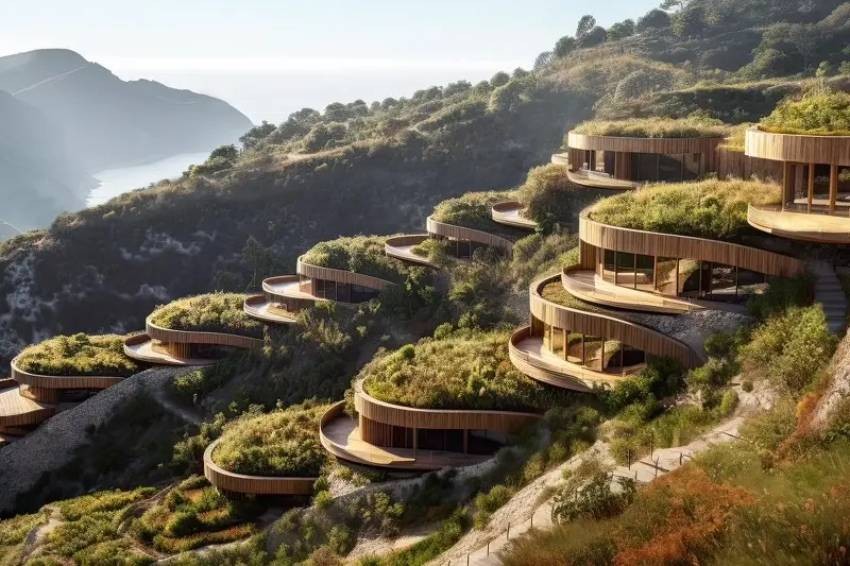 Una visualización de Sazan Sea Villas en Albania