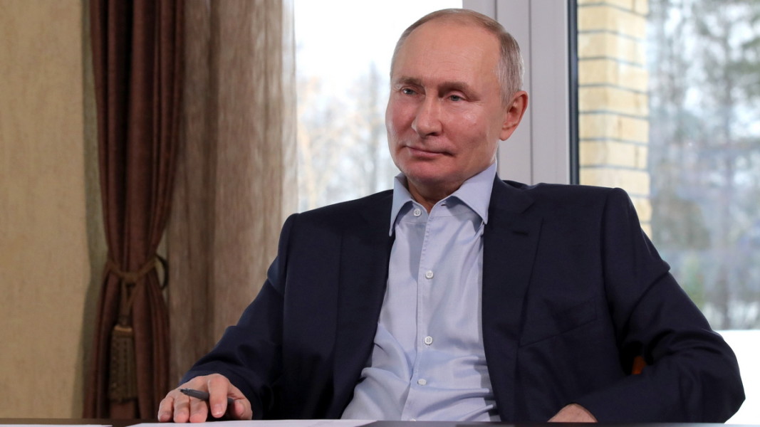Руският президент Владимир Путин по време на видеоконферентен разговор със студенти. 25 януари 2021 г. Снимка: ЕПА/БГНЕС