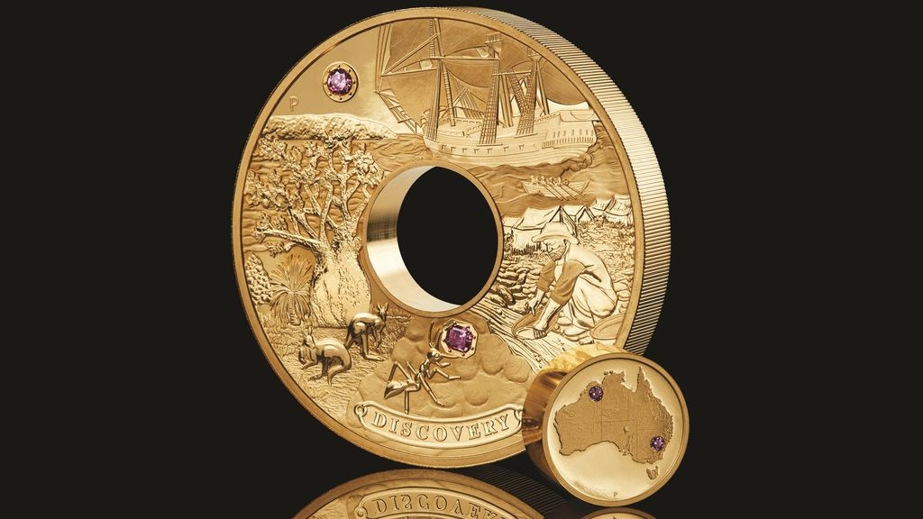 Австралия изсече златна монета, инкрустирана с редки розови диаманти, на