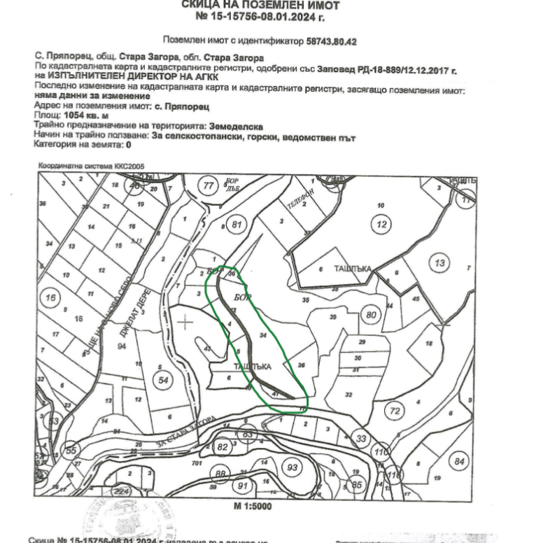 Път номер 1 (ограден в зелено)