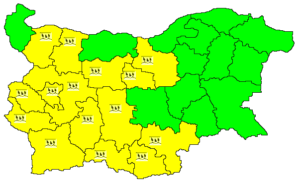 Карта на опасните явления за 22.02.2022 г./НИМХ