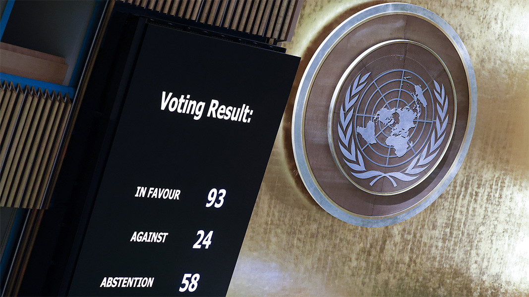 Общото събрание на ООН гласува с 93 гласа за отстраняването на Русия от Съвета по правата на човека заради нахлуването в Украйна. Снимка: ЕПА/БГНЕС