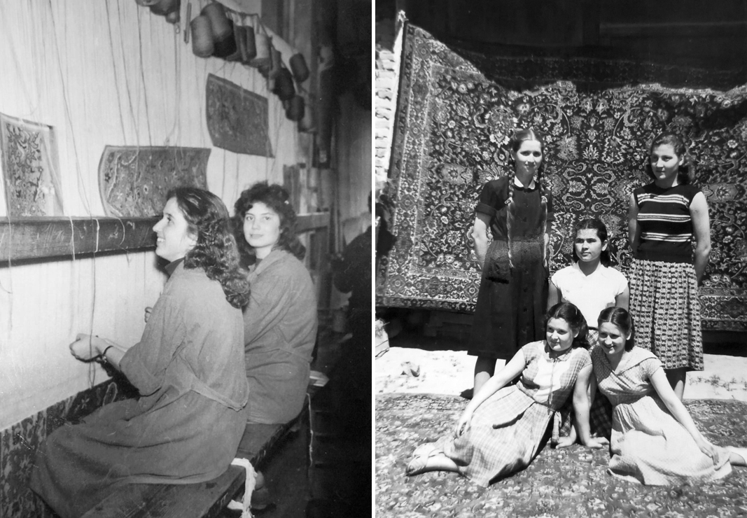  Иванка Кочева (на челен план) в цеха и с колежки (първата отляво) от ТПК Персийски килим - Пловдив 