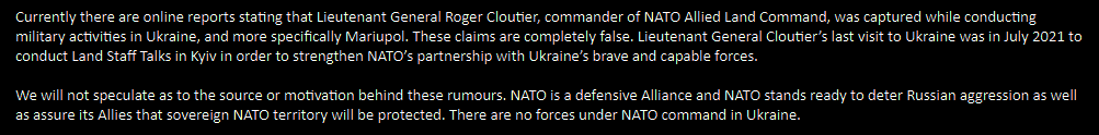 Скрийншот от отговора на пресслужбата на НАТО