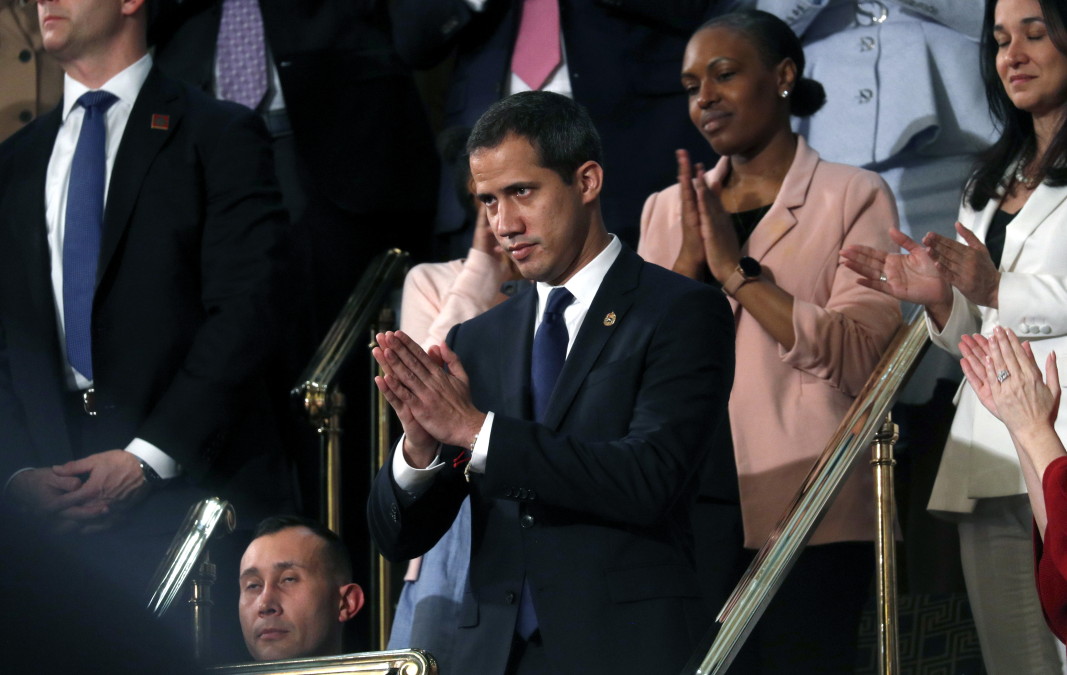 Хуан Гуайдо присъства на речта на Тръмп.        Снимка: ЕПА/БГНЕС
