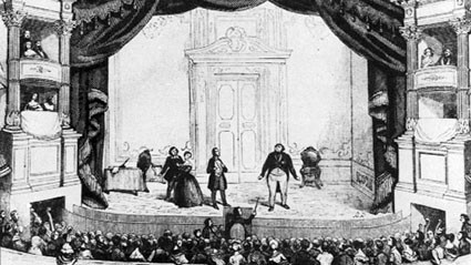 Премиера на „Дон Паскуале“ в Театър Италиен, Франция, 1843 (гравюра)
