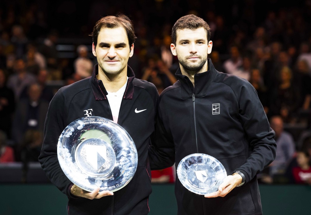 Димитров и Федерер при награждаването през 2018 г.