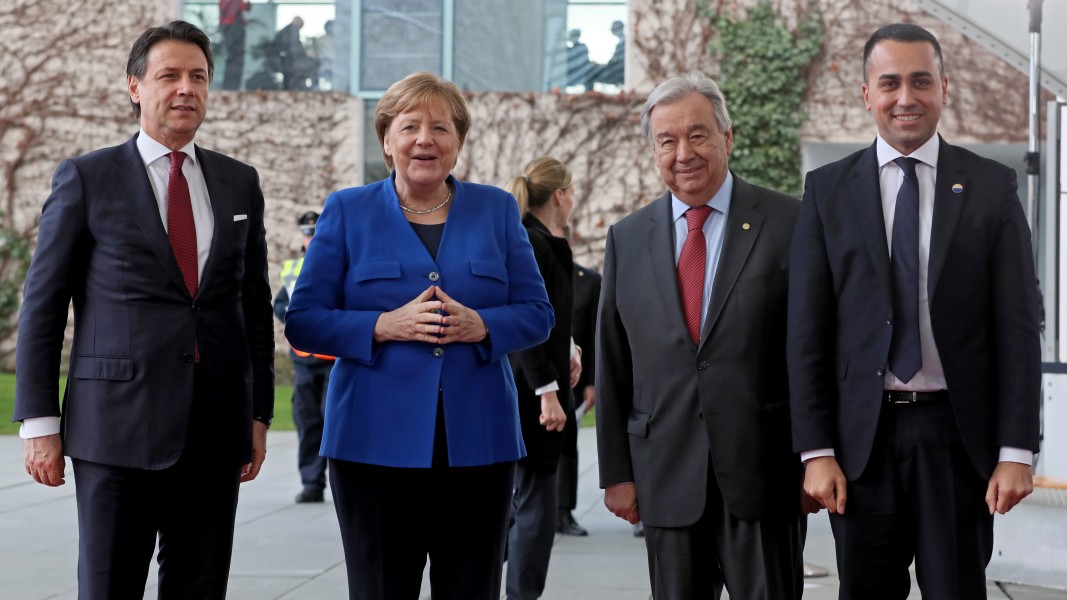 Италианският премиер Джузепе Конте, Ангела Меркел, Луиджи Ди Майо и Антонио Гутиериш