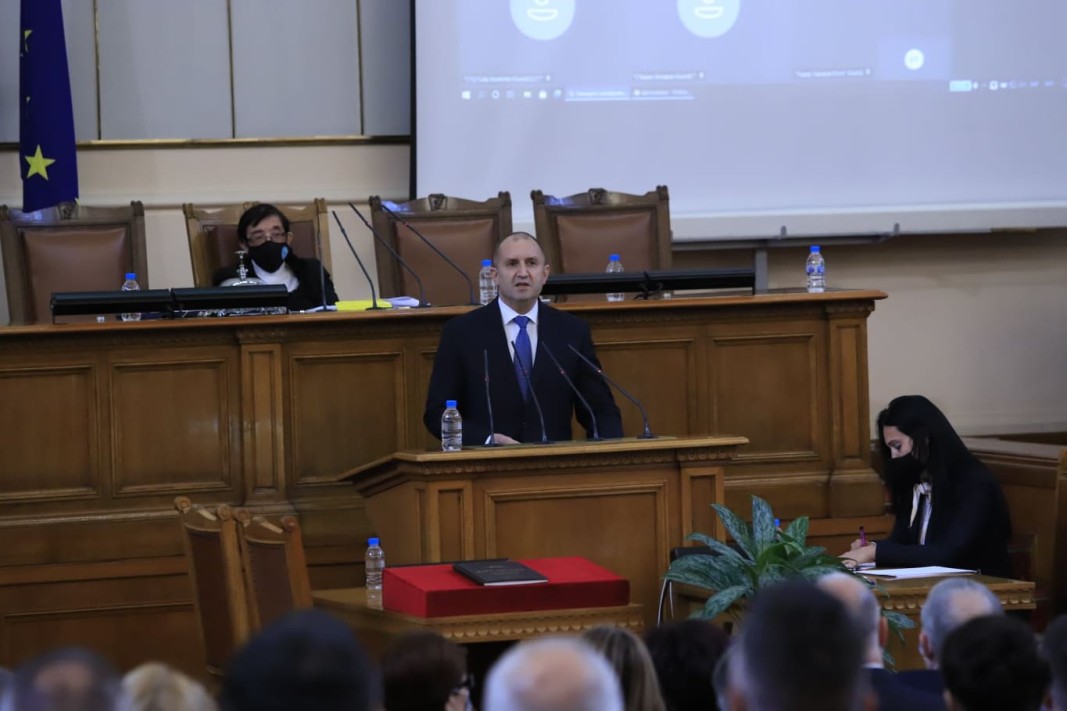 President Rumen Radev addressing the National Assembly