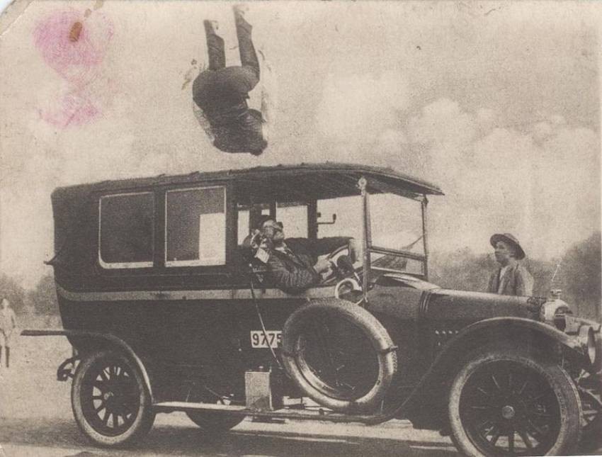 Jumping over a car in Bordeaux, 1908.