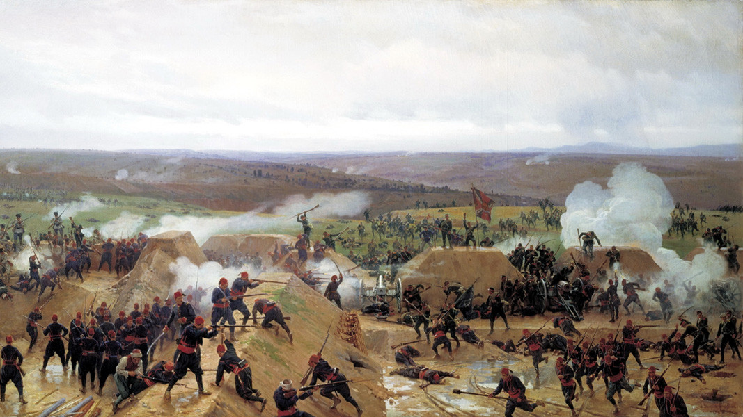 Die Einnahme der Griwitza-Redoute bei Plewen (gemalt 1885 von N. D. Dmitrijew-Orenburgski)