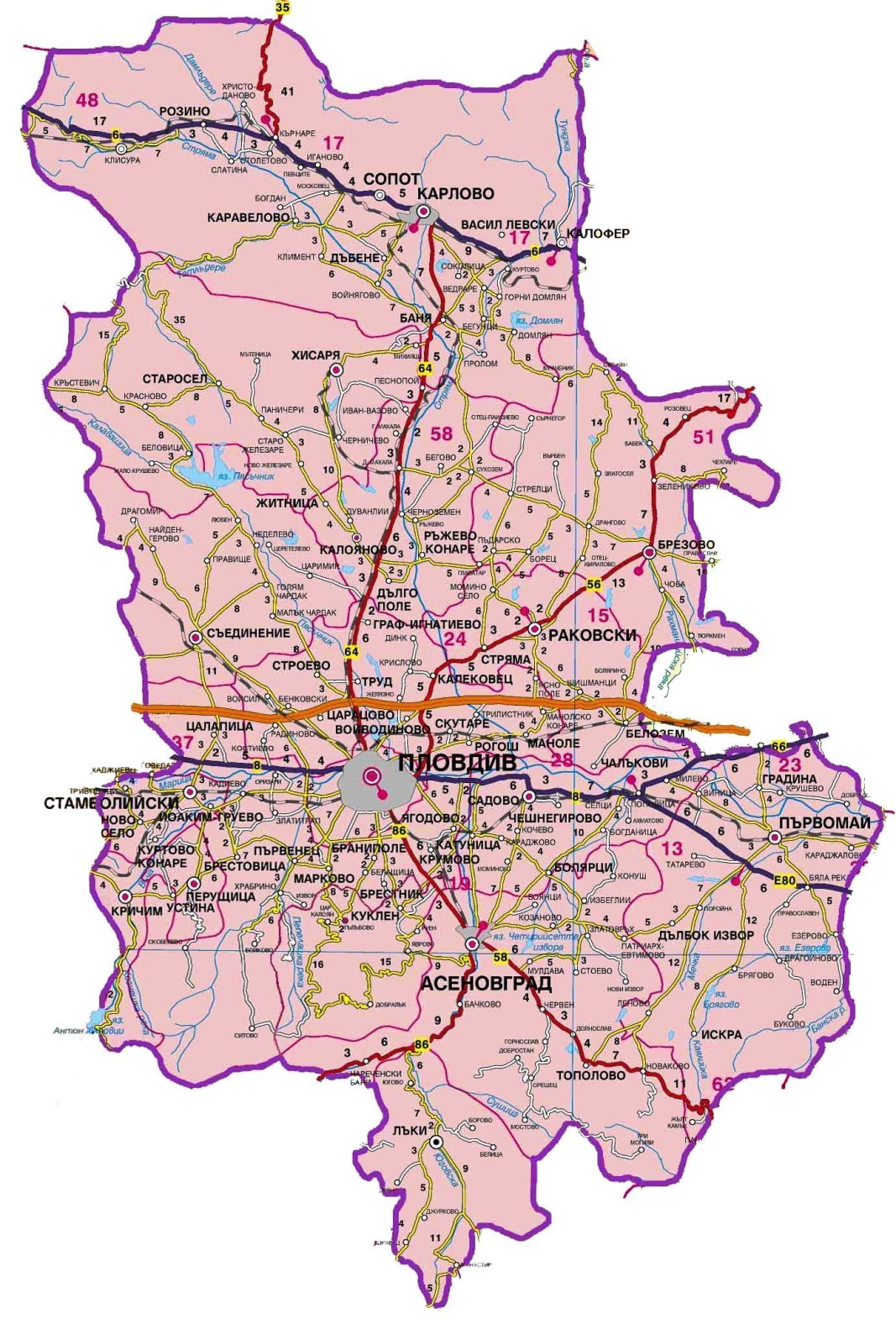 Карта на Пловдивска област