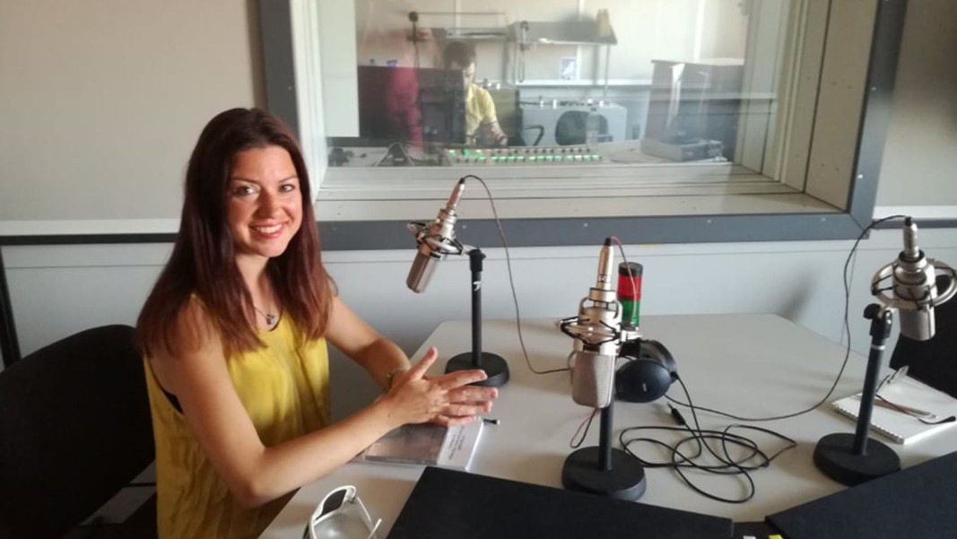 Elena Antimova in the studio of Radio Bulgaria, BNR, in Sofia