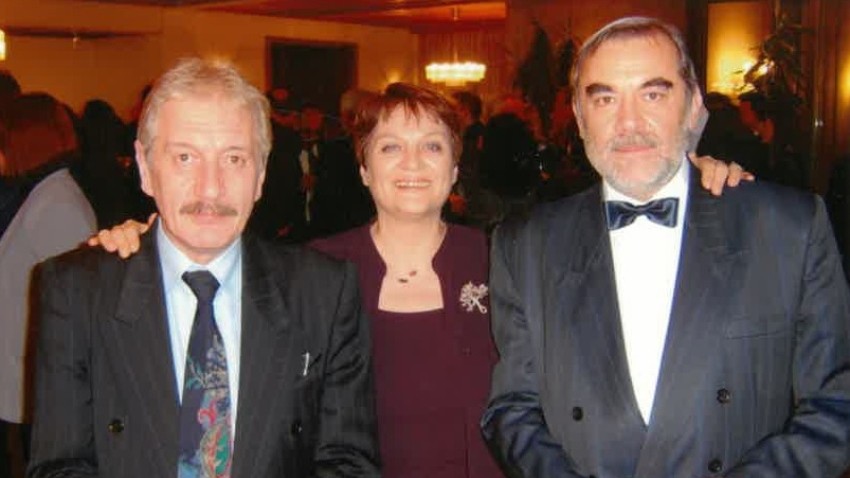 Райна Константинова, Ангел Недялков - директор на Радио България, и Милен Белчев - главен редактор, на празник на БНР