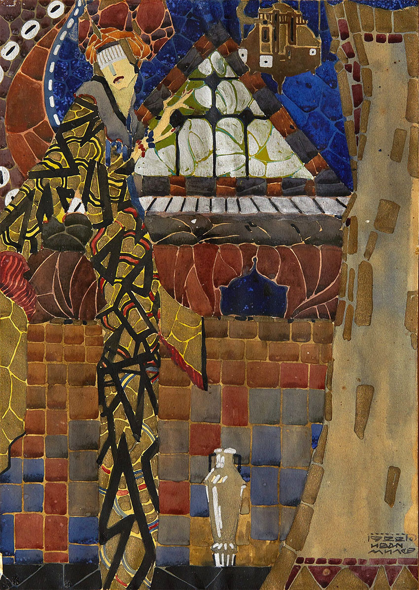 Иван Милев (1897–1927) - Принцеса Турандот, 1922, темпера, златен и сребърен бронз върху хартия, частно притежание