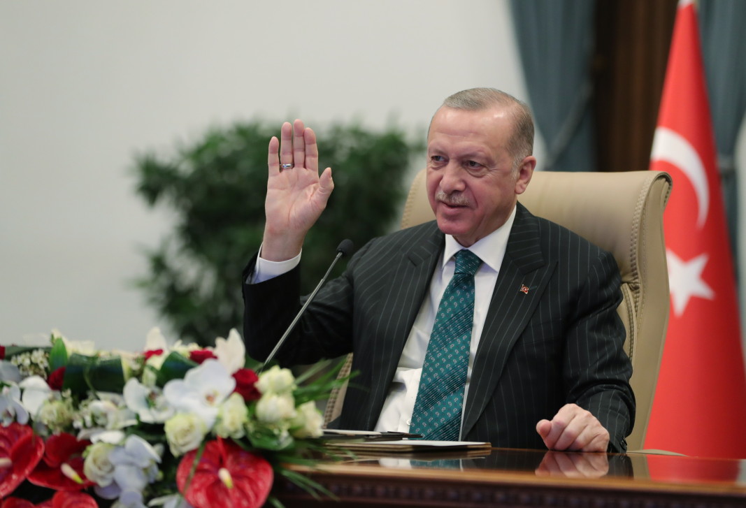 Реджеп Ердоган по време на видеовръзката - 10 март 2021 г.