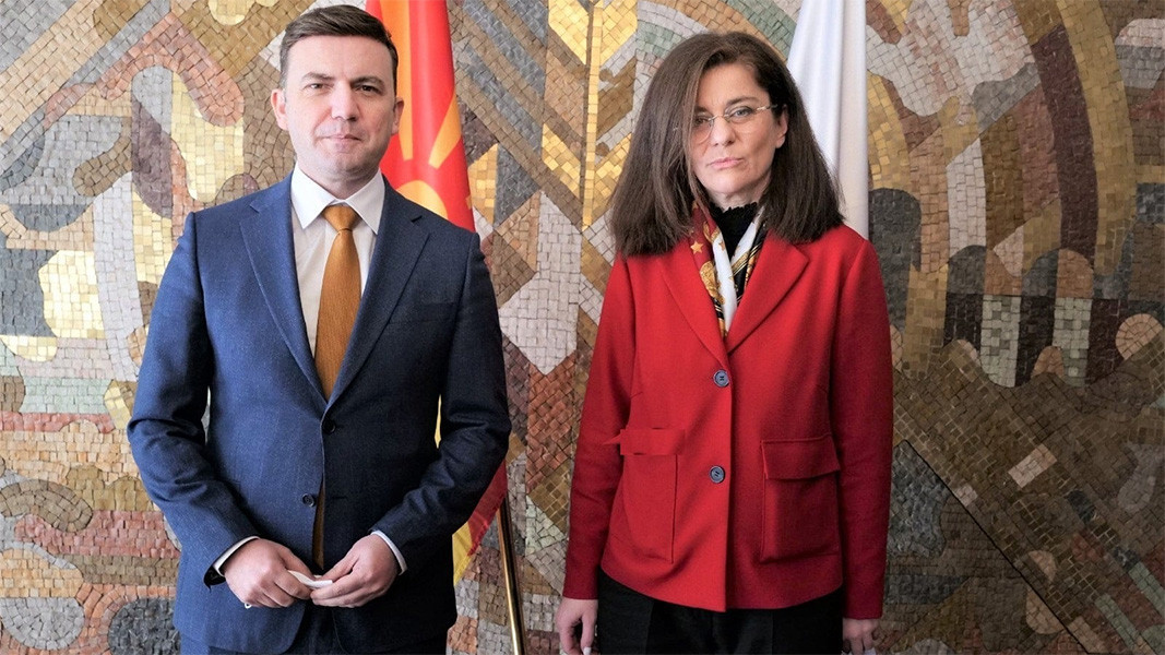 Bulgaria's Foreign Minister Teodora Genchovska with the Foreign Minister of North Macedonia Buyar Osmani