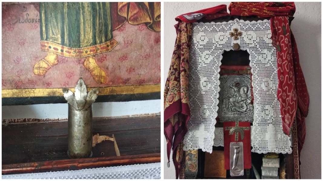 Дръжка на нестинарска икона и икона на св. Георги