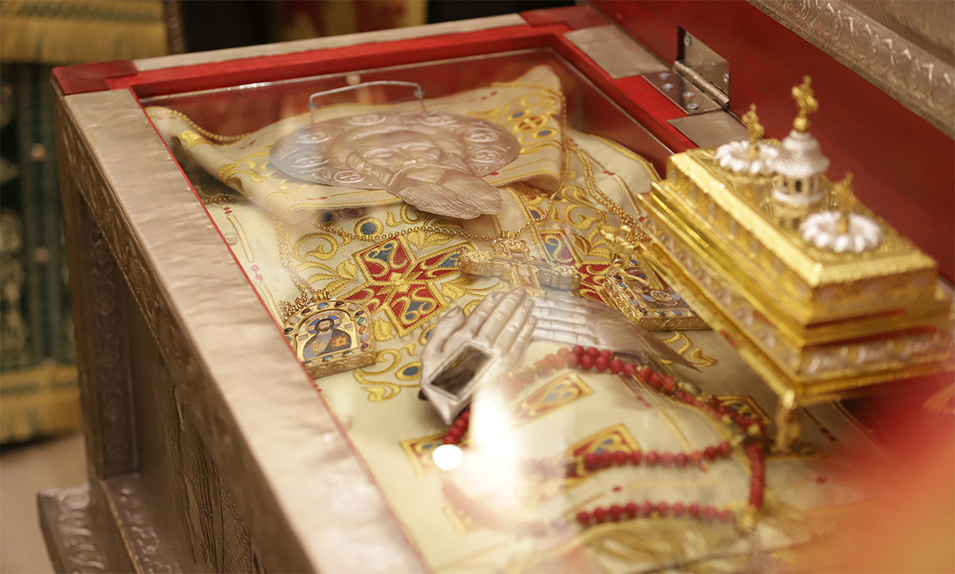 The relics of St. Euthymius, Patriarch of Tarnovo, kept in the Bachkovo Monastery