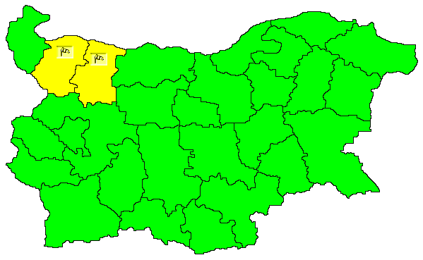 Карта на опасните явления за 25.10.2023 г./НИМХ