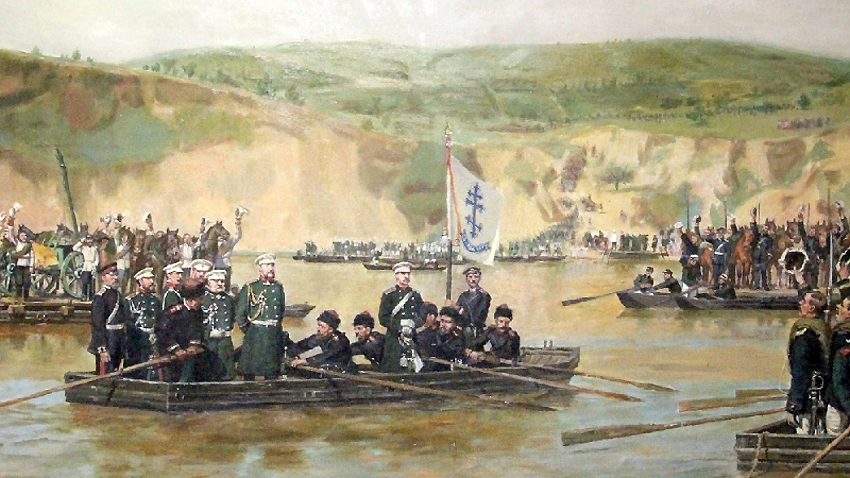 June 1877 г. Russian troops cross the Danube near Bulgaria's Svishtov