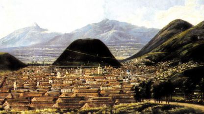 Град Кито в средата на IX век - картина на художника Рафаел Салас.