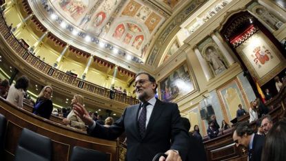 Премиерът Мариано Рахой в пленарната зала на испанския Национален конгрес