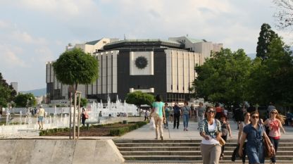 Сградата на Националния дворец на културата, където тече основен ремонт по повод предстоящото българско председателство на Съвета на Евросъюза през 2018 г.
